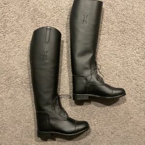 NEW Devon Aire Nouvelle Vintage Tall Black Leather Cap Toe Field Riding Boots, 6